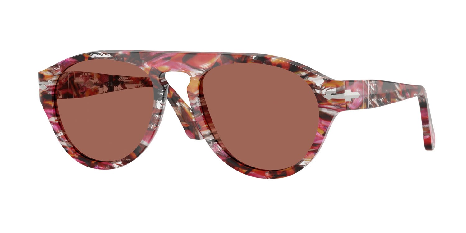 Occhiali da sole Persol PO 3370S (1220H2) colore ciclamino/kaki forma aviator lenti marrone