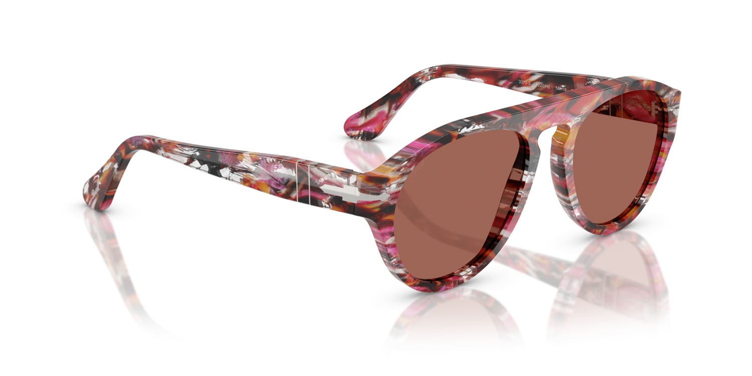 Occhiali da sole Persol PO 3370S (1220H2) colore ciclamino/kaki forma aviator lenti marrone