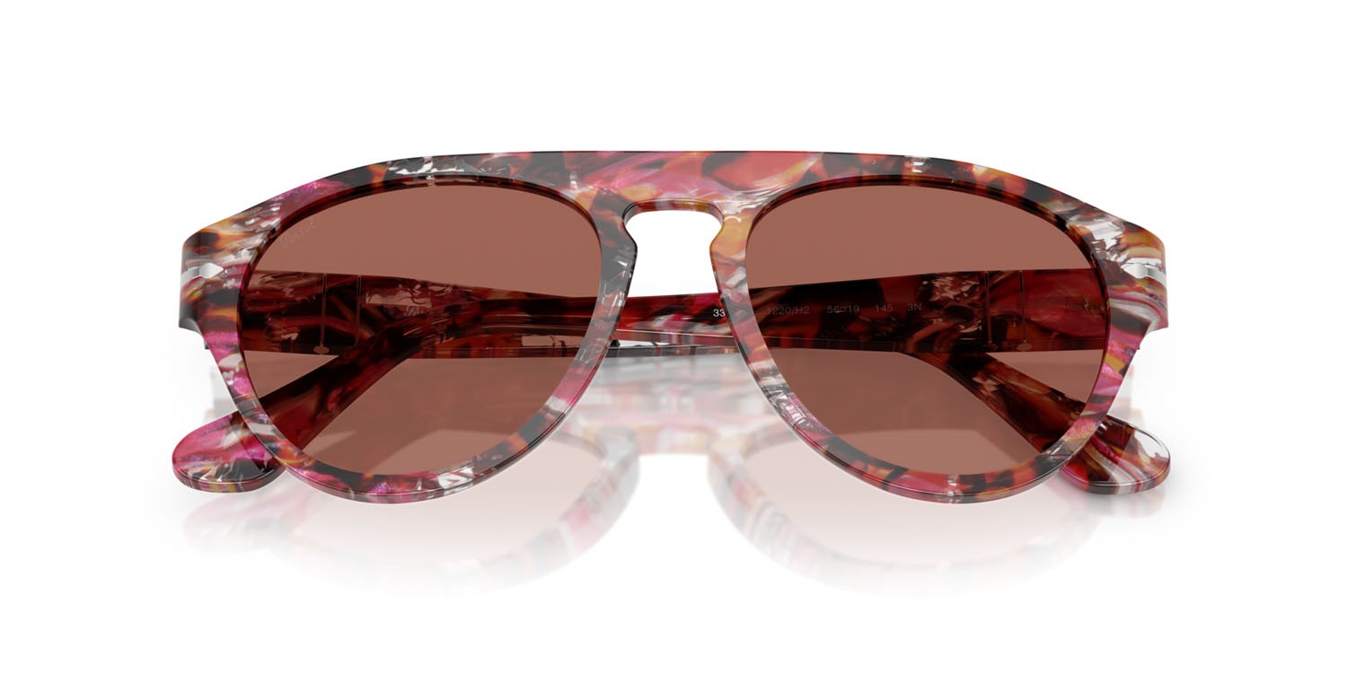 Occhiali da sole Persol PO 3370S (1220H2) colore ciclamino/kaki forma aviator lenti marrone