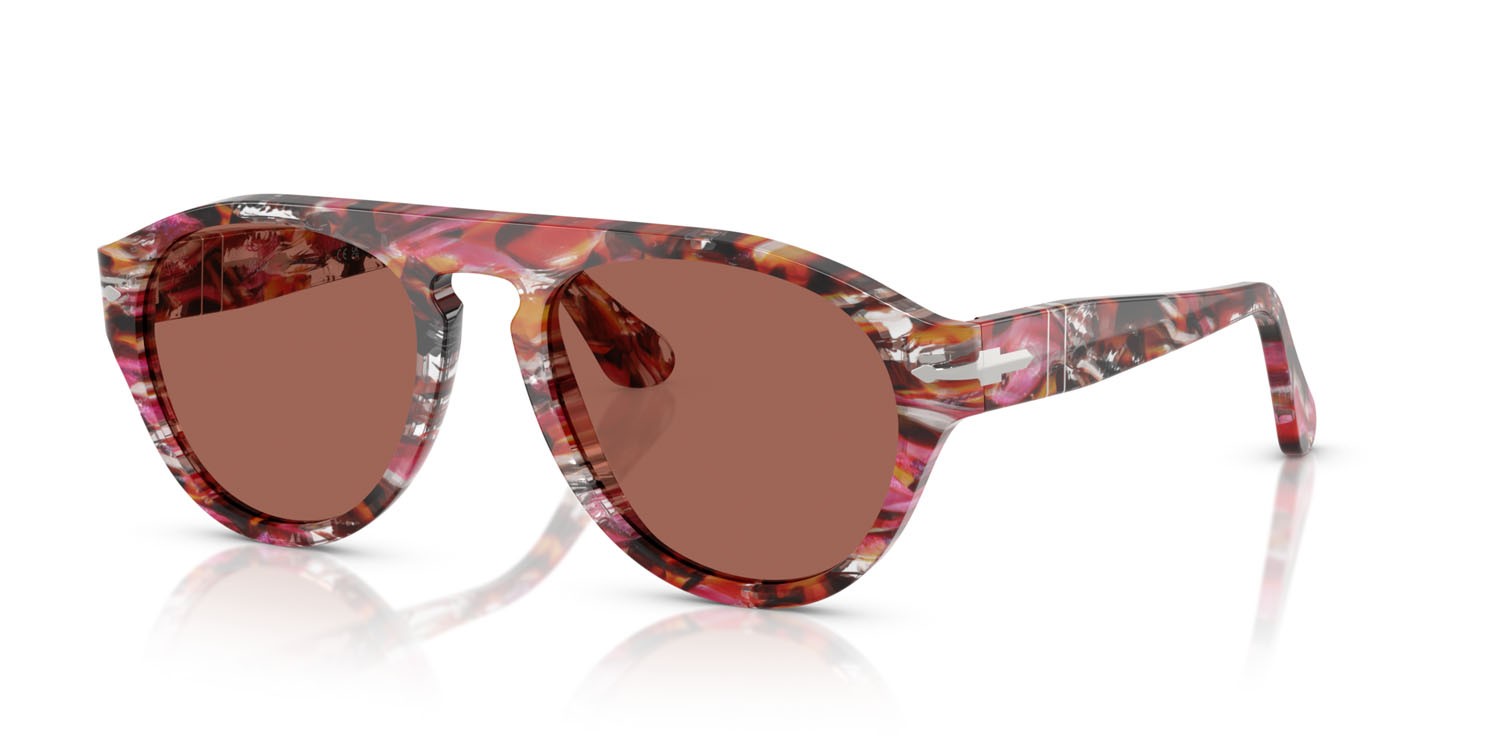 Occhiali da sole Persol PO 3370S (1220H2) colore ciclamino/kaki forma aviator lenti marrone