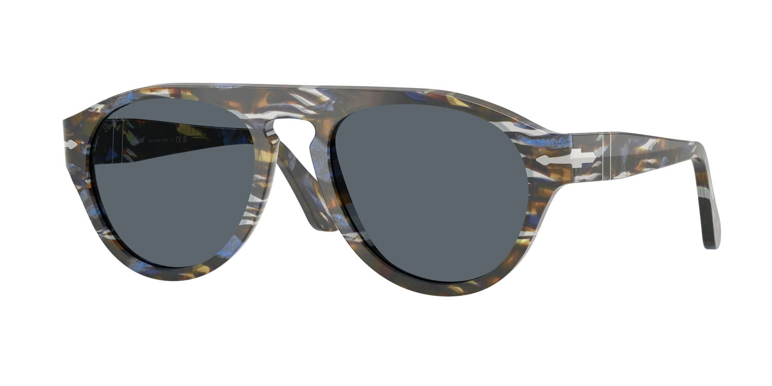 Sunglasses Persol PO 3370S (1222R5) color grigio frost/blu nautical shape aviator lenses blu