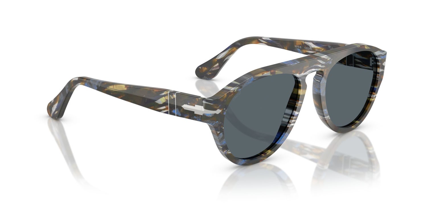 Sunglasses Persol PO 3370S (1222R5) color grigio frost/blu nautical shape aviator lenses blu