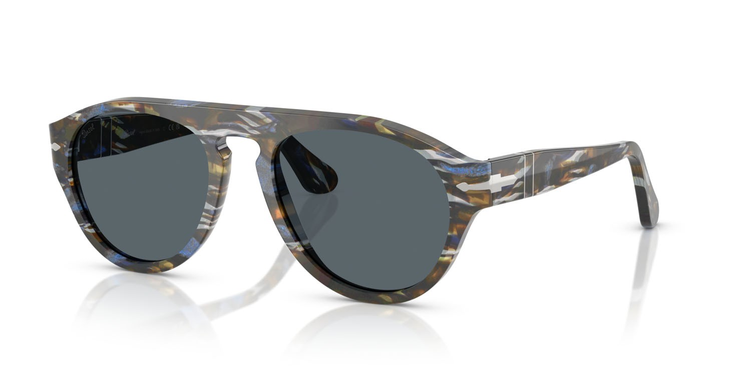 Sunglasses Persol PO 3370S (1222R5) color grigio frost/blu nautical shape aviator lenses blu