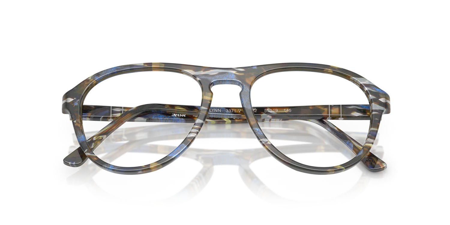 Occhiali da vista Persol Lynn PO 3371V (1222) colore grigio frost/blu nautical forma aviator lenti lente demo