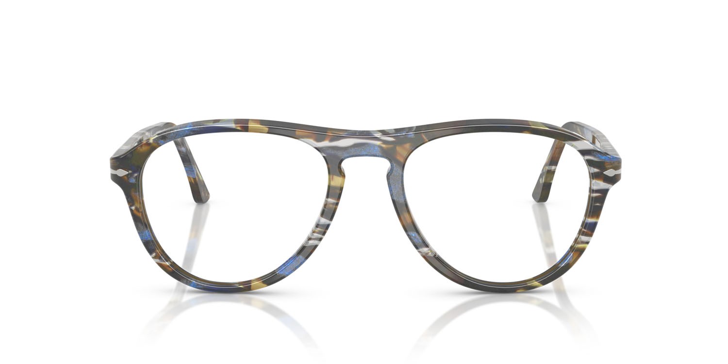 Occhiali da vista Persol Lynn PO 3371V (1222) colore grigio frost/blu nautical forma aviator lenti lente demo