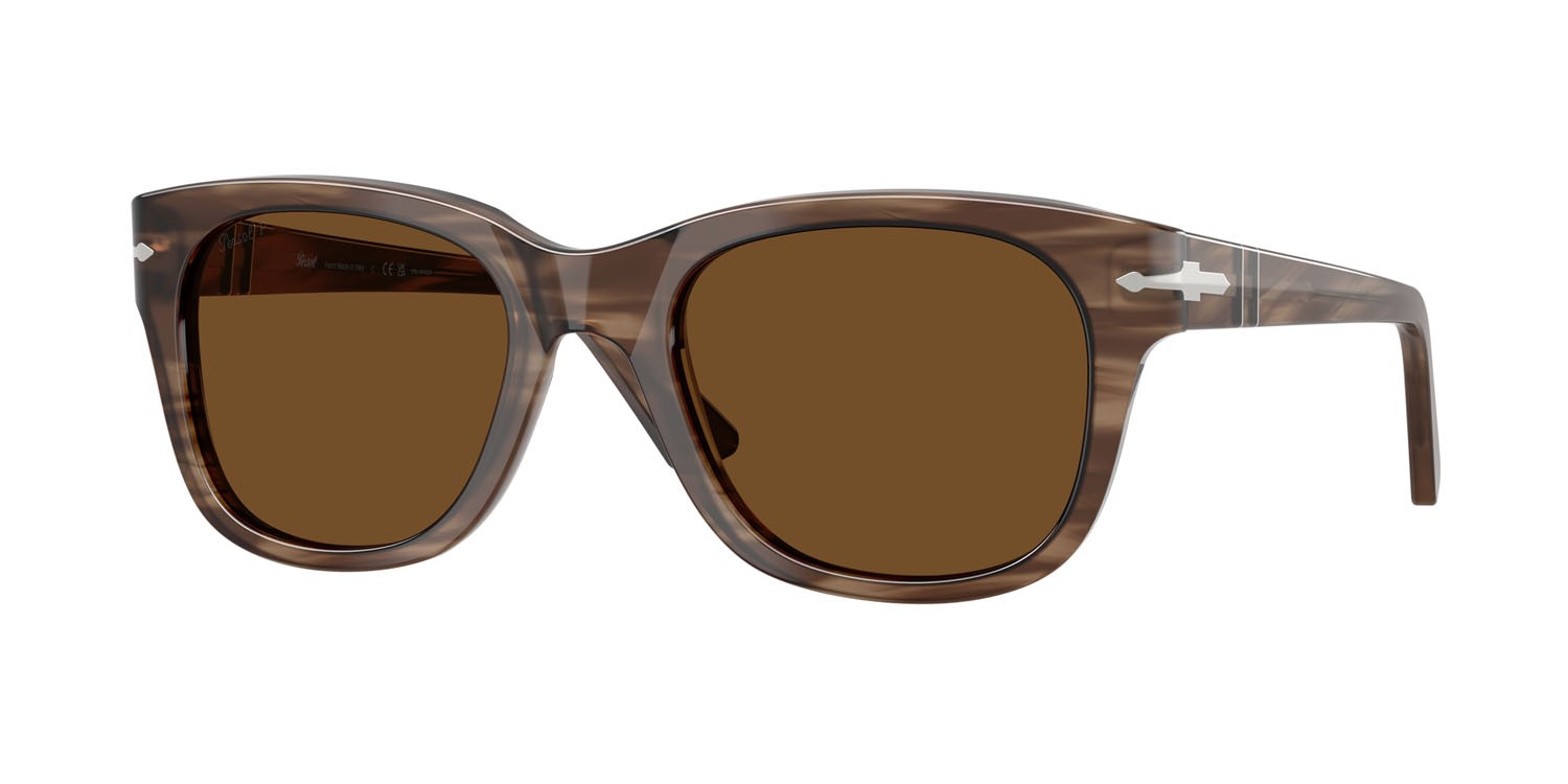 Sunglasses Persol PO 3372S (120857) color striato marrone shape square lenses polar marrone