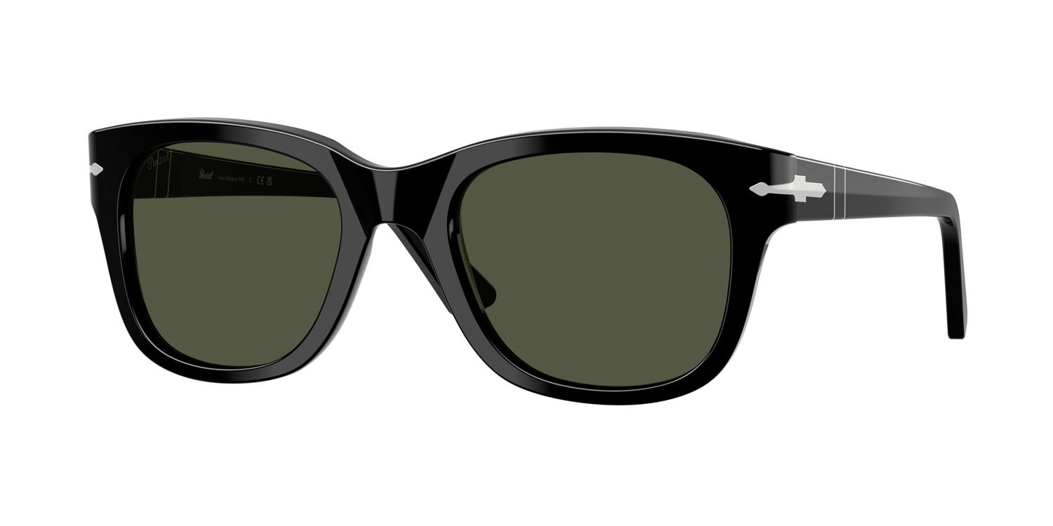 Occhiali da sole Persol PO 3372S (95/31) colore nero forma quadrato lenti verde
