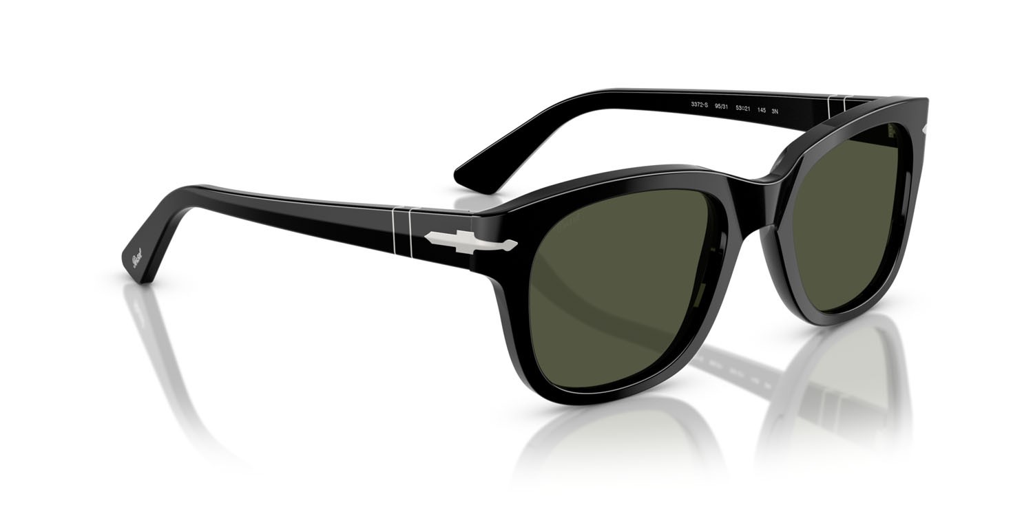 Occhiali da sole Persol PO 3372S (95/31) colore nero forma quadrato lenti verde