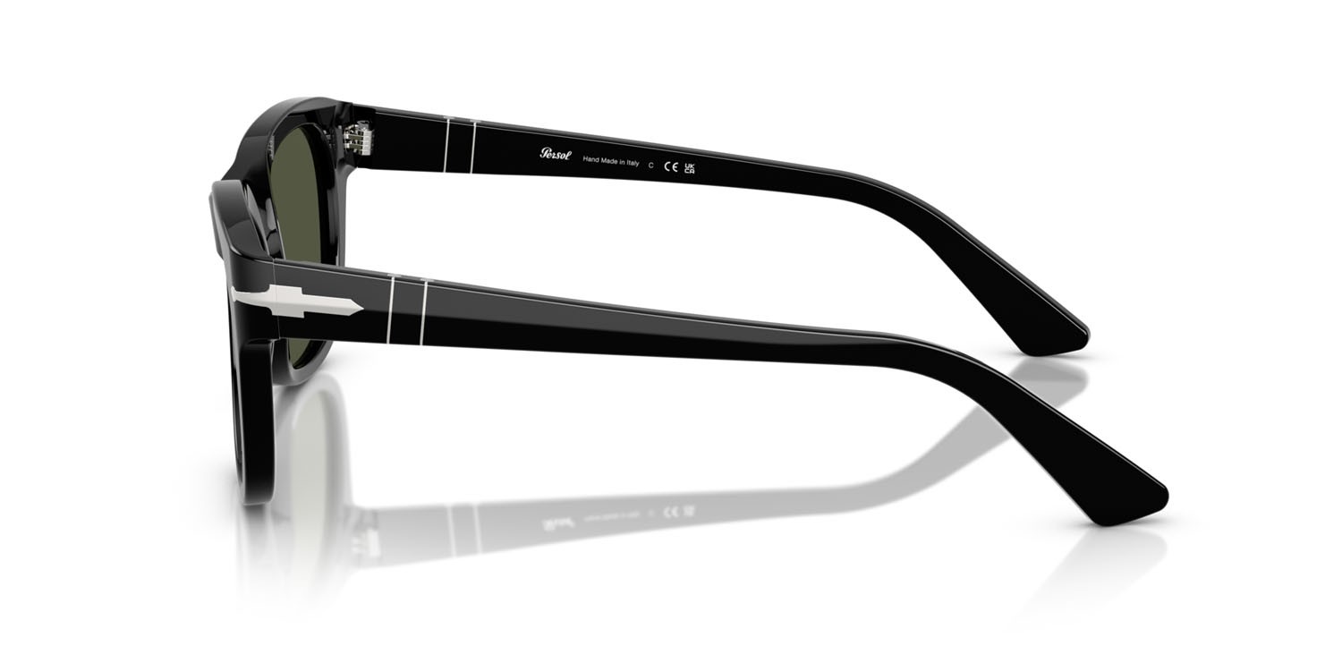 Occhiali da sole Persol PO 3372S (95/31) colore nero forma quadrato lenti verde