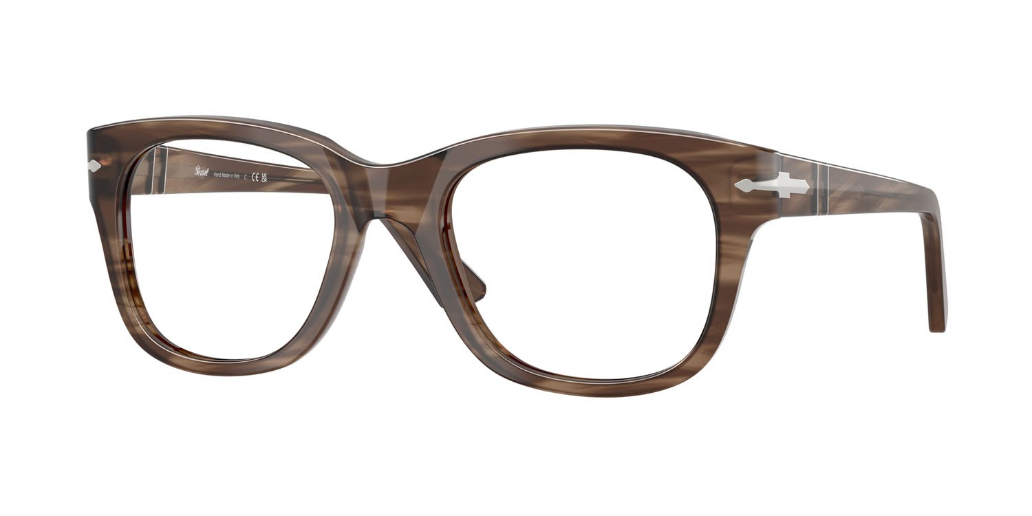 Occhiali da vista Persol PO 3372V (1208) colore striato marrone forma quadrato lenti lente demo