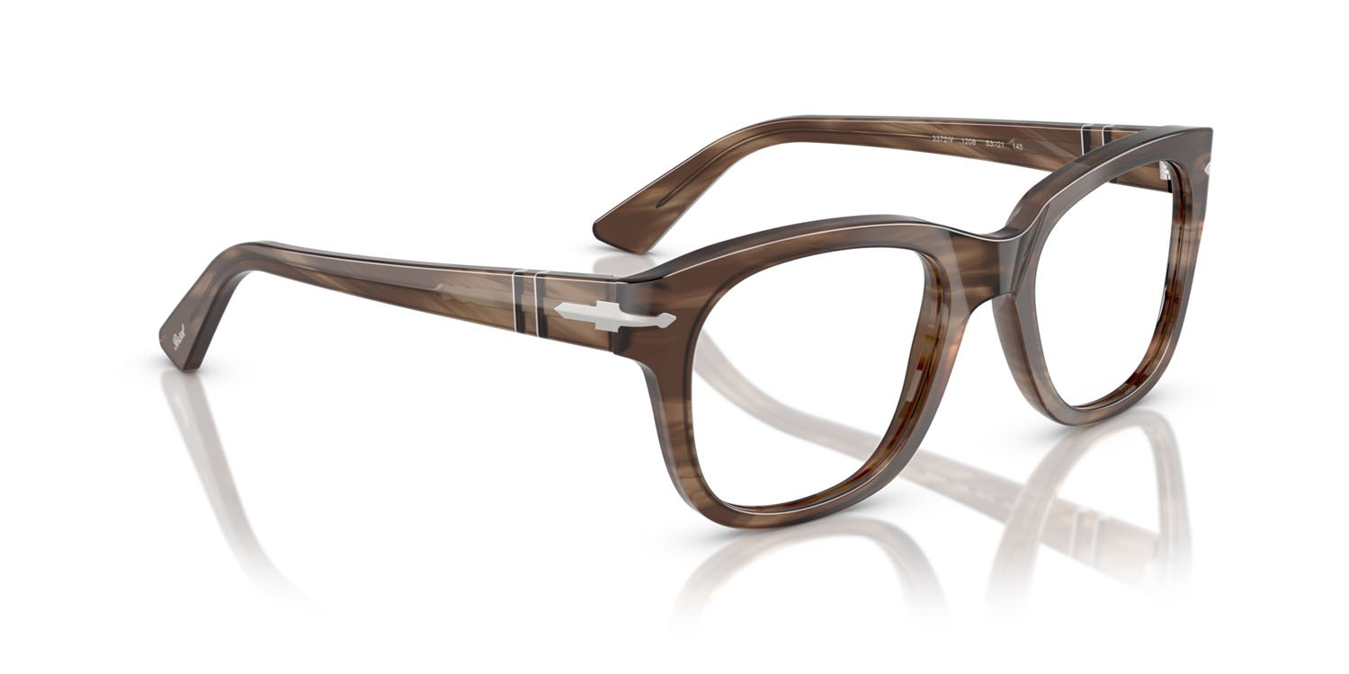 Occhiali da vista Persol PO 3372V (1208) colore striato marrone forma quadrato lenti lente demo