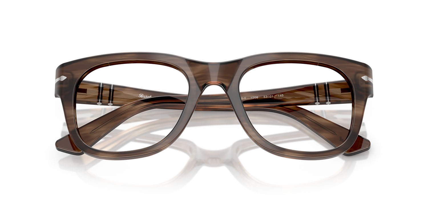 Occhiali da vista Persol PO 3372V (1208) colore striato marrone forma quadrato lenti lente demo