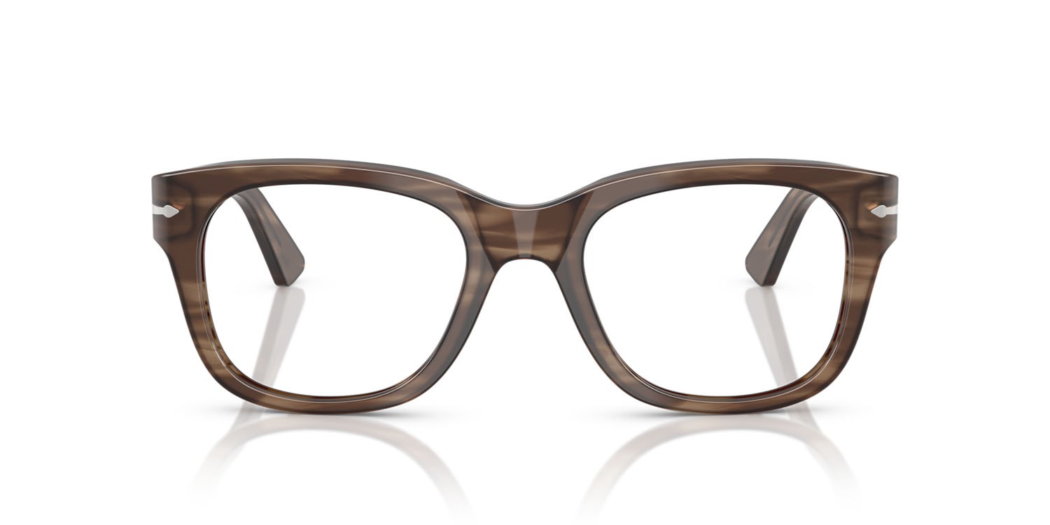 Occhiali da vista Persol PO 3372V (1208) colore striato marrone forma quadrato lenti lente demo