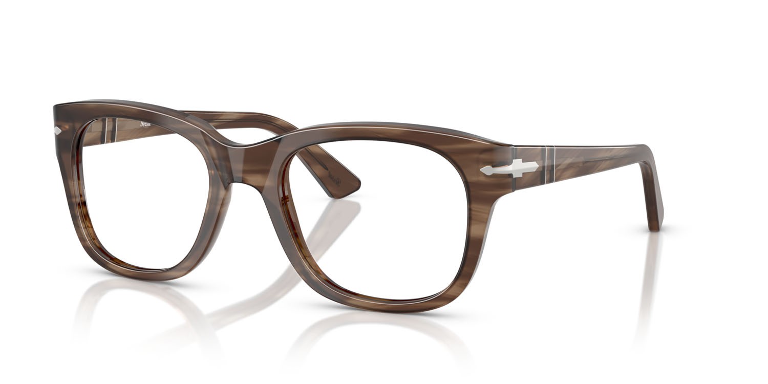 Occhiali da vista Persol PO 3372V (1208) colore striato marrone forma quadrato lenti lente demo