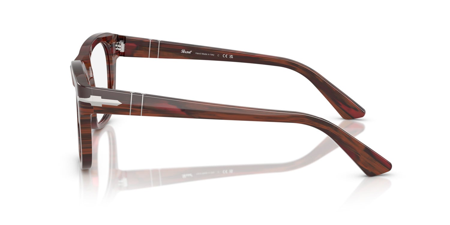 Occhiali da vista Persol PO 3372V (1223) colore bordeaux a righe forma quadrato lenti lente demo