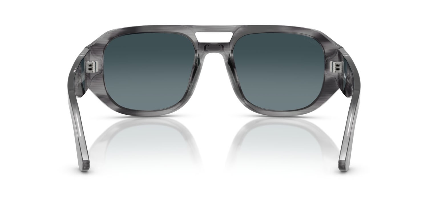 Occhiali da sole Persol Vincent PO 3373S (1192S3) colore striato grigio forma aviator lenti celeste sfumato blu scuro
