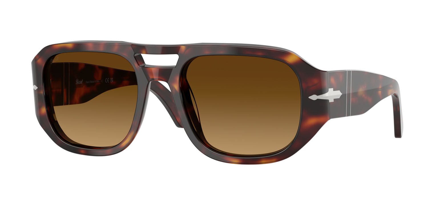 Occhiali da sole Persol Vincent PO 3373S (24/85) colore havana forma aviator lenti marrone chiaro sfumato marrone scuro