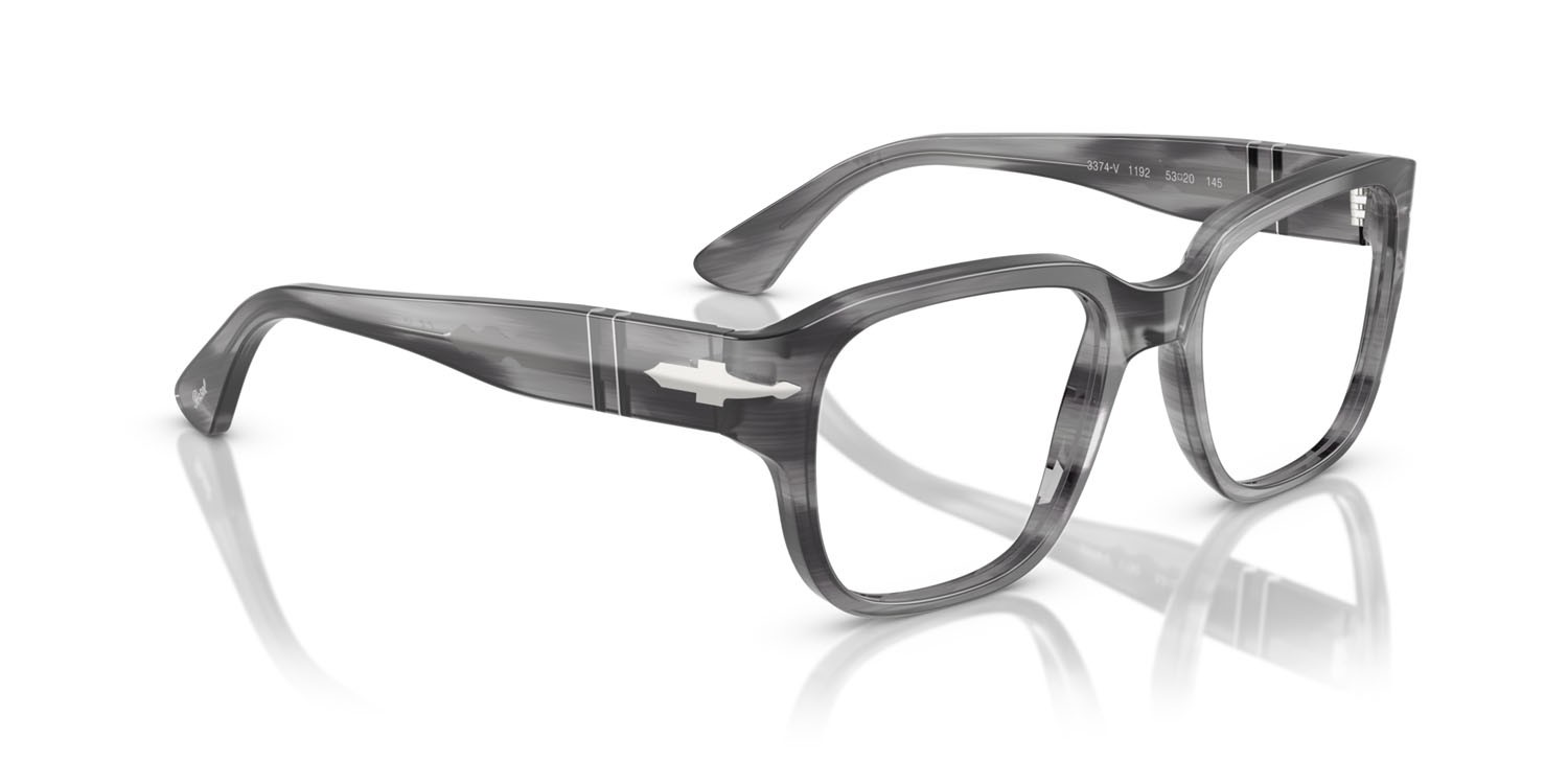 Eyeglasses Persol PO 3374V (1192) color striato grigio shape square lenses lente demo
