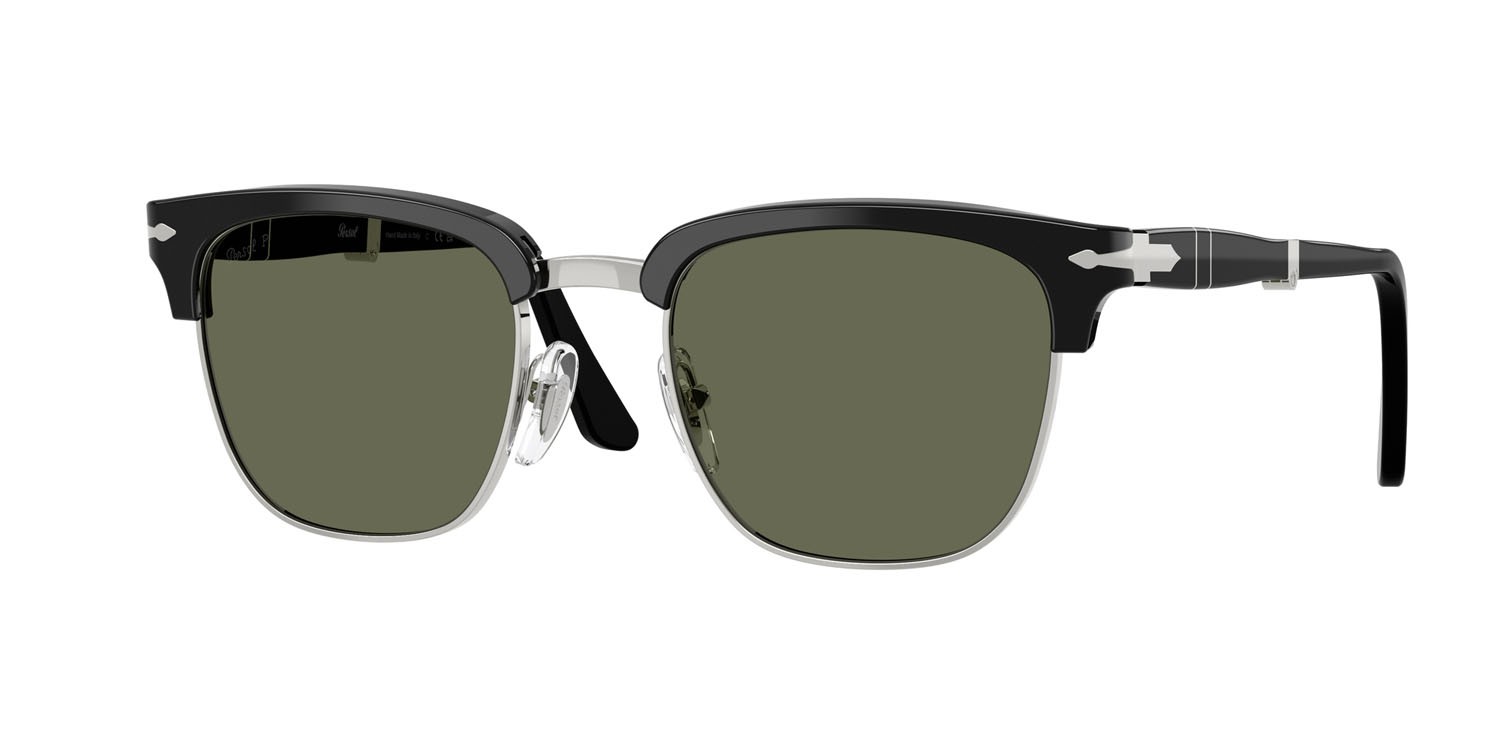 Occhiali da sole Persol PO 3375S (95/58) colore nero forma quadrato lenti polar verde