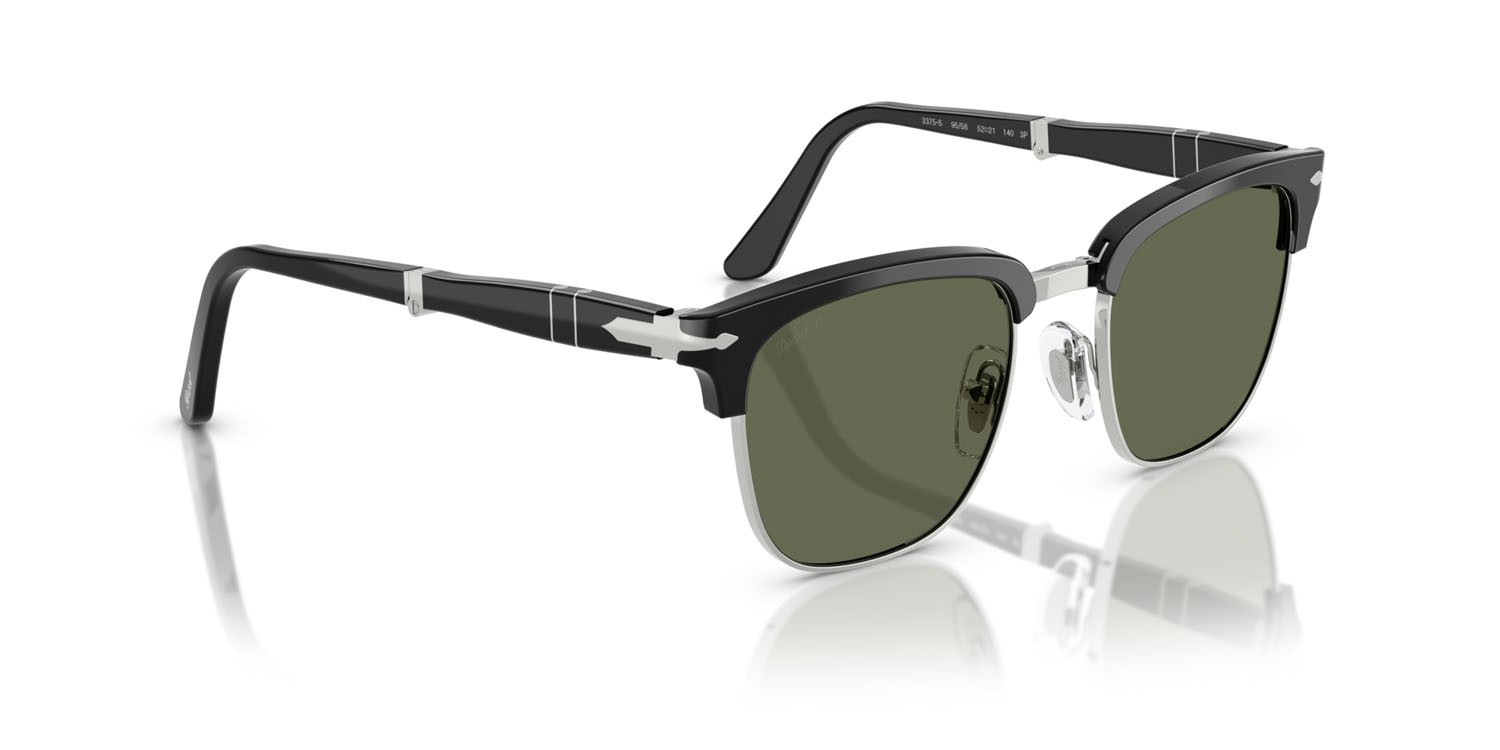 Occhiali da sole Persol PO 3375S (95/58) colore nero forma quadrato lenti polar verde
