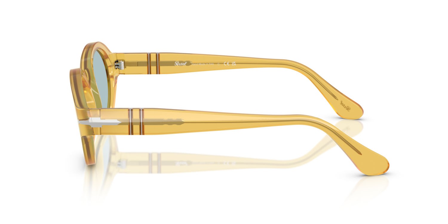 Occhiali da sole Persol Loris PO 3378S (204/56) colore miele forma ovale lenti blu vintage