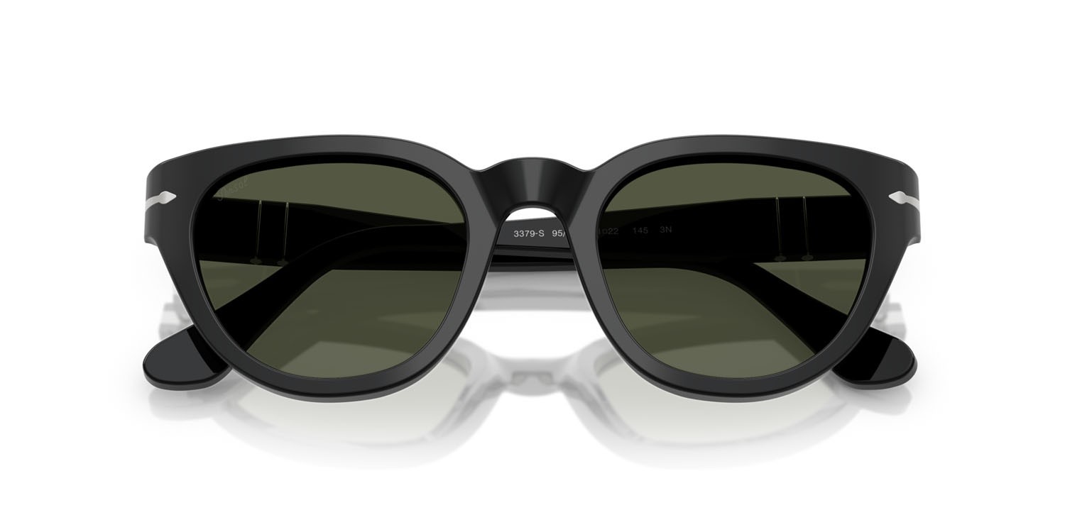 Occhiali da sole Persol PO 3379S (95/31) colore nero forma farfalla lenti verde