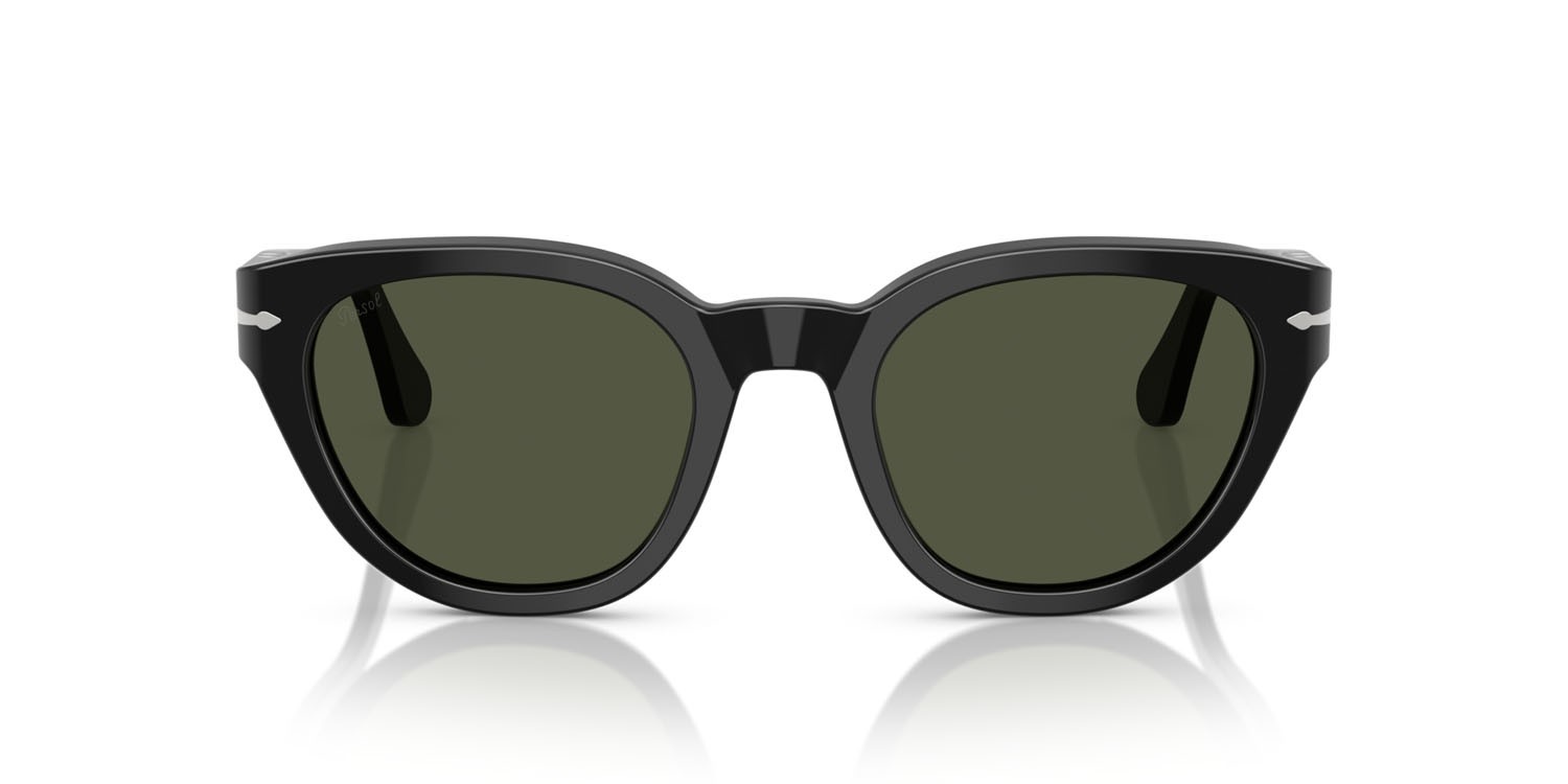 Occhiali da sole Persol PO 3379S (95/31) colore nero forma farfalla lenti verde