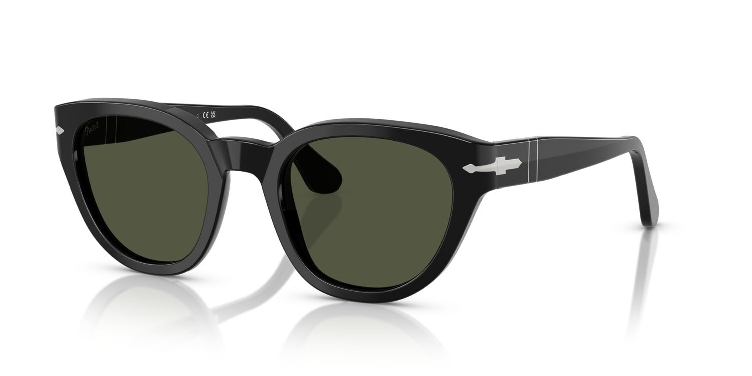 Occhiali da sole Persol PO 3379S (95/31) colore nero forma farfalla lenti verde