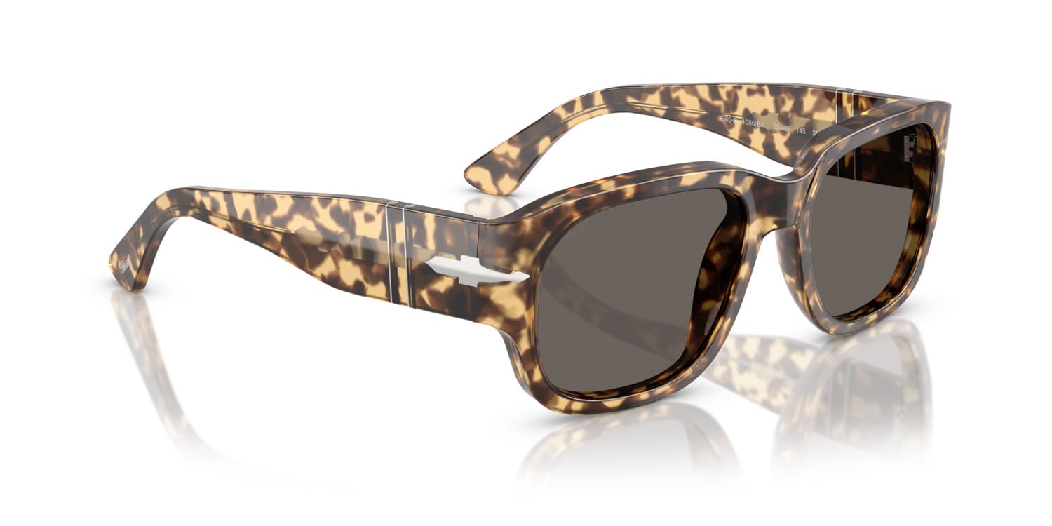 Sunglasses Persol PO 3380S (1056B1) color marrone/beige tartarugato shape square lenses grigio scuro