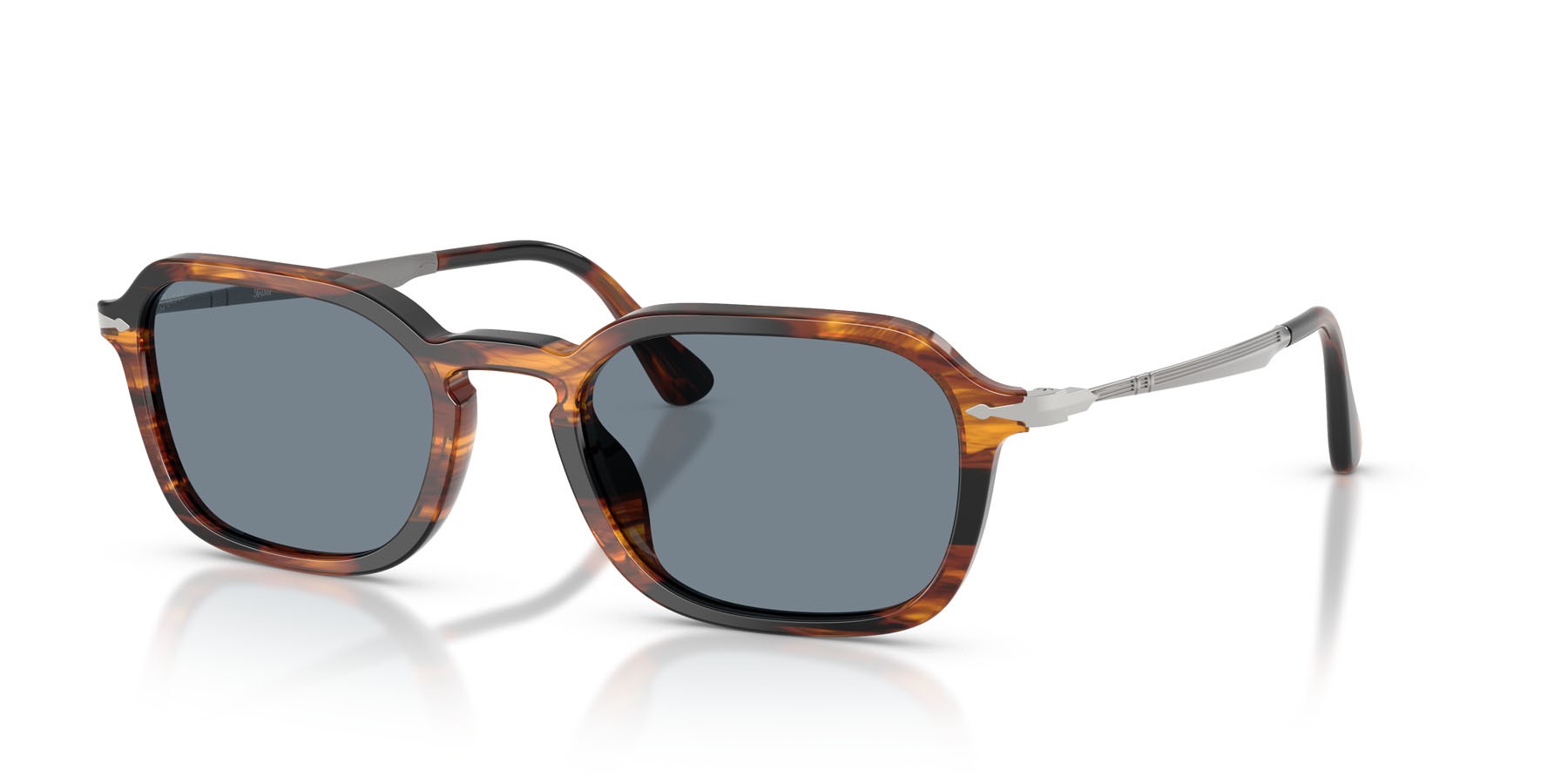 Occhiali da sole Persol PO 3381S (123556) colore striped black & brown forma pantos lenti azzurro
