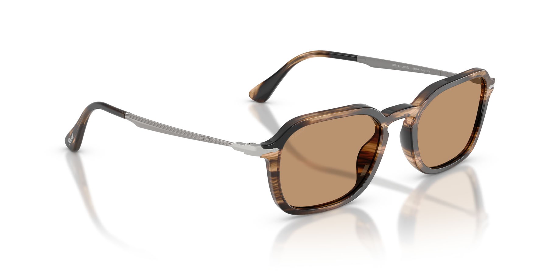 Occhiali da sole Persol PO 3381S (123653) colore striped black & greish brown forma pantos lenti marrone