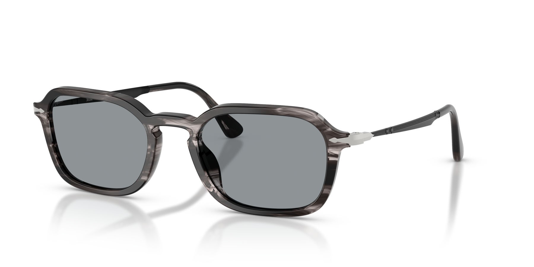 Occhiali da sole Persol PO 3381S (1238R5) colore striped black & grey forma pantos lenti blu