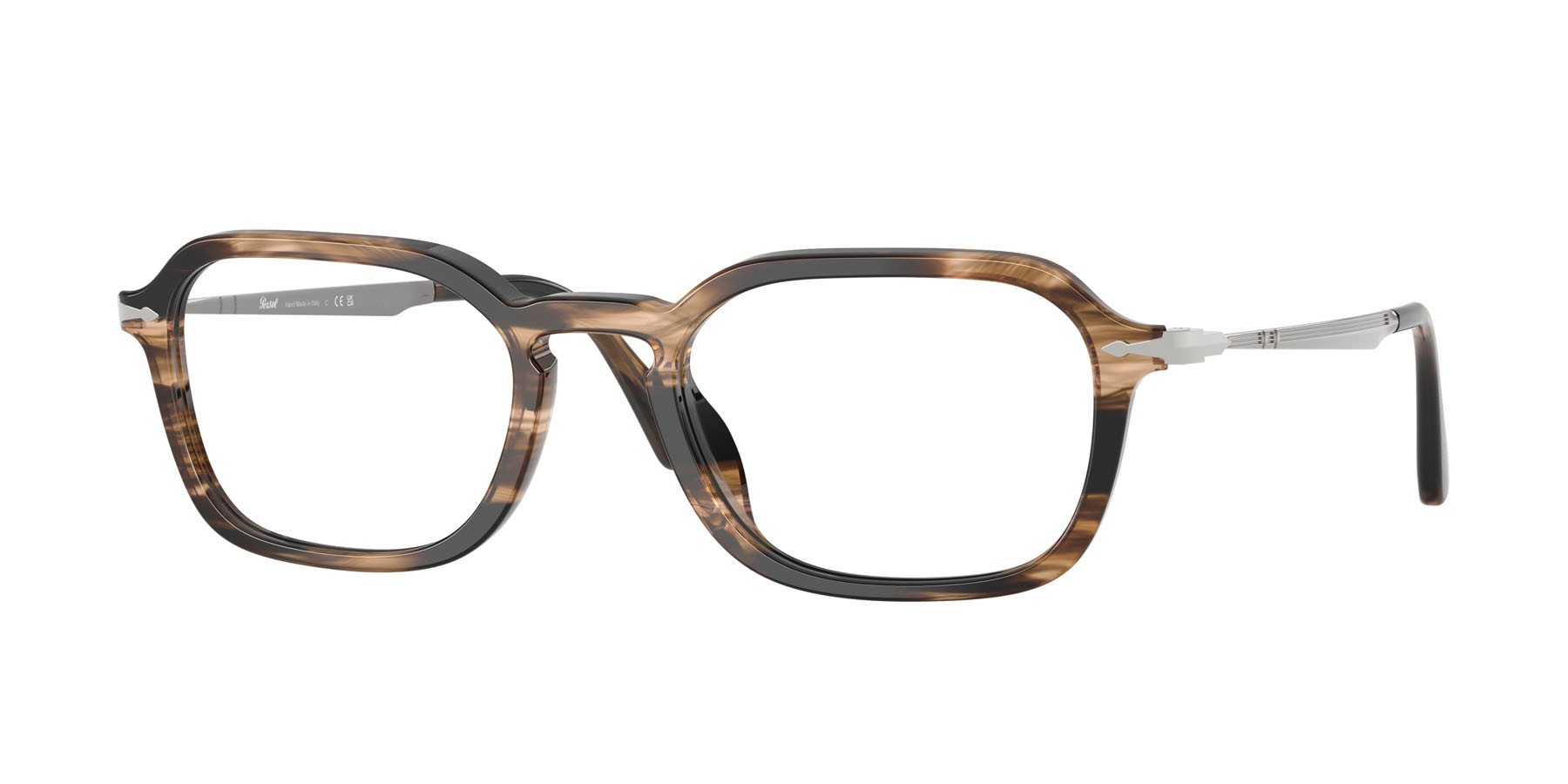 Occhiali da vista Persol PO 3381V (1236) colore striped black & greish brown forma quadrato lenti lente demo