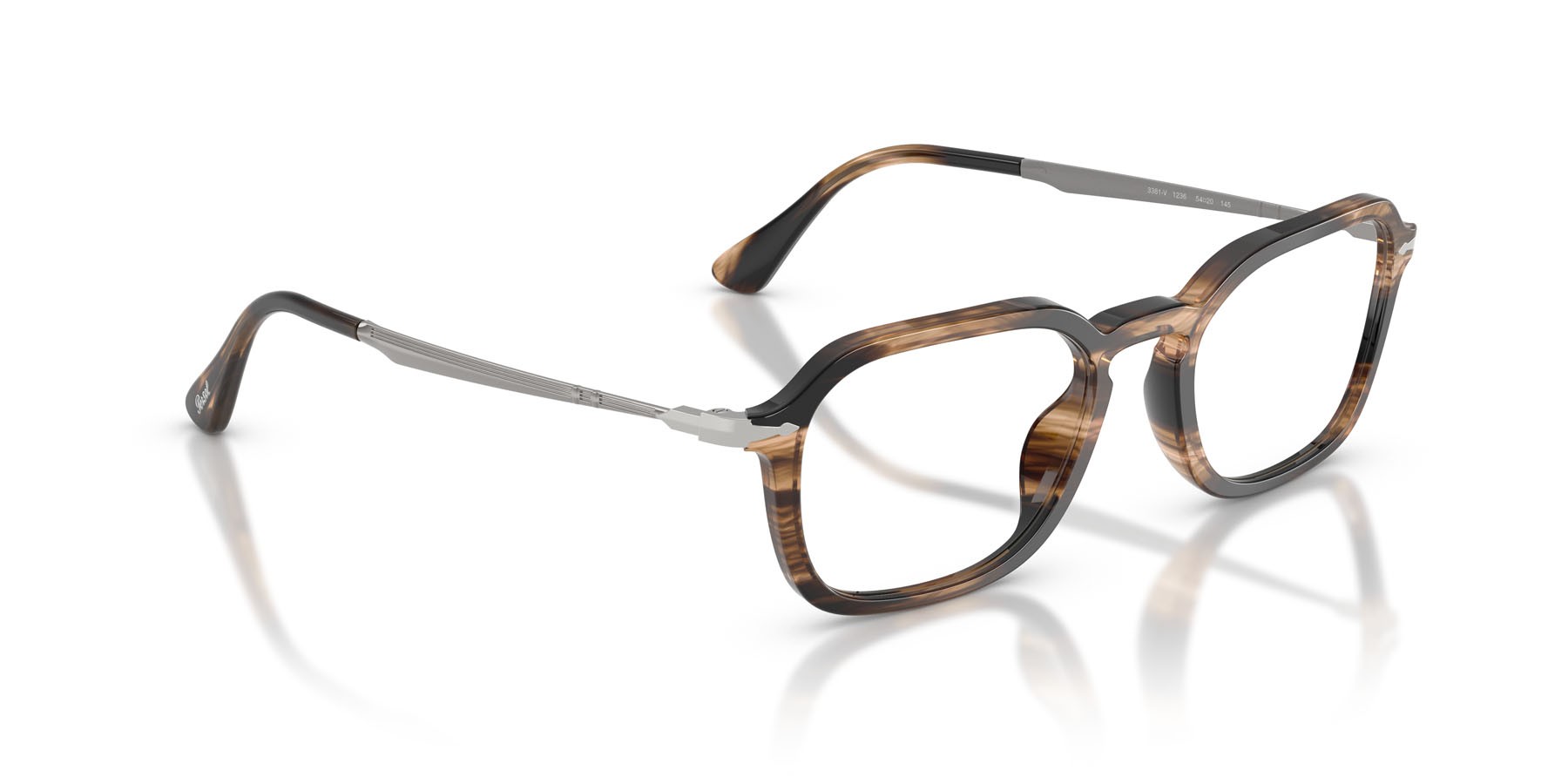 Occhiali da vista Persol PO 3381V (1236) colore striped black & greish brown forma quadrato lenti lente demo