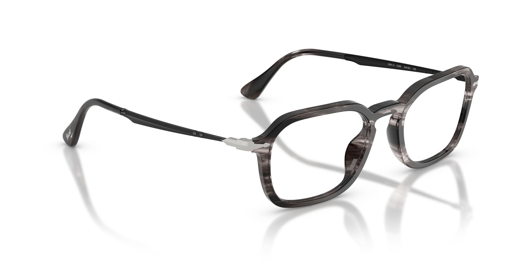 Occhiali da vista Persol PO 3381V (1238) colore striped black & grey forma quadrato lenti lente demo