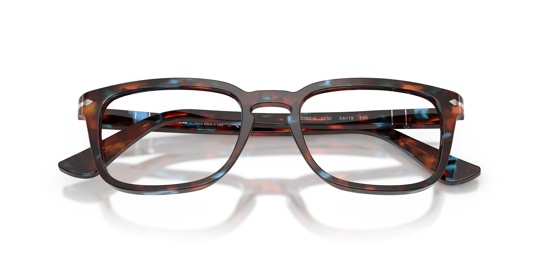 Eyeglasses Persol PO 3382V (1232) color tortoise brown & pearl blue shape square lenses lente demo