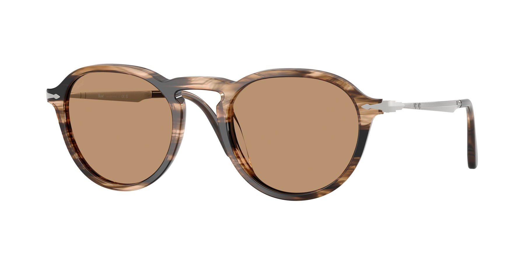 Occhiali da sole Persol PO 3383S (123653) colore striped black & greish brown forma pantos lenti marrone