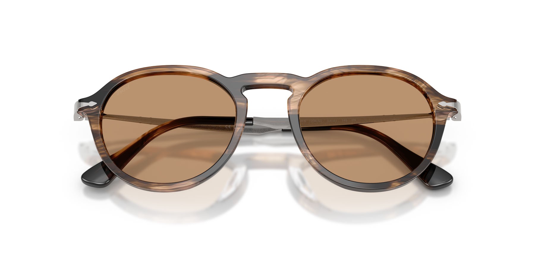 Occhiali da sole Persol PO 3383S (123653) colore striped black & greish brown forma pantos lenti marrone