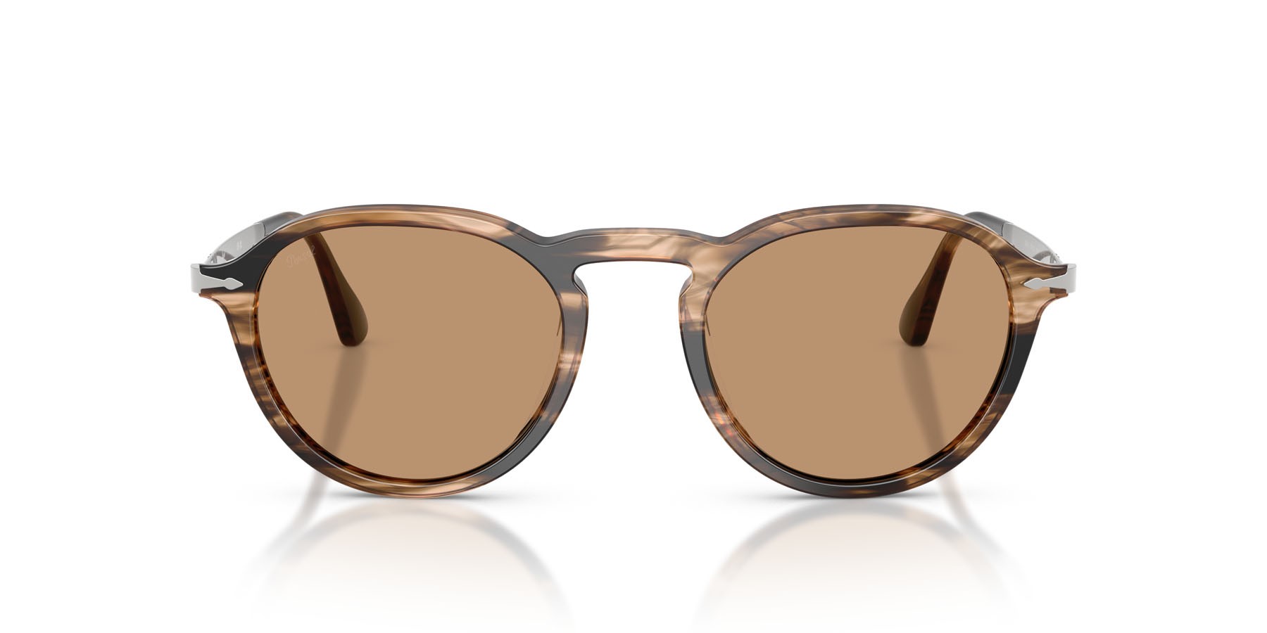 Occhiali da sole Persol PO 3383S (123653) colore striped black & greish brown forma pantos lenti marrone