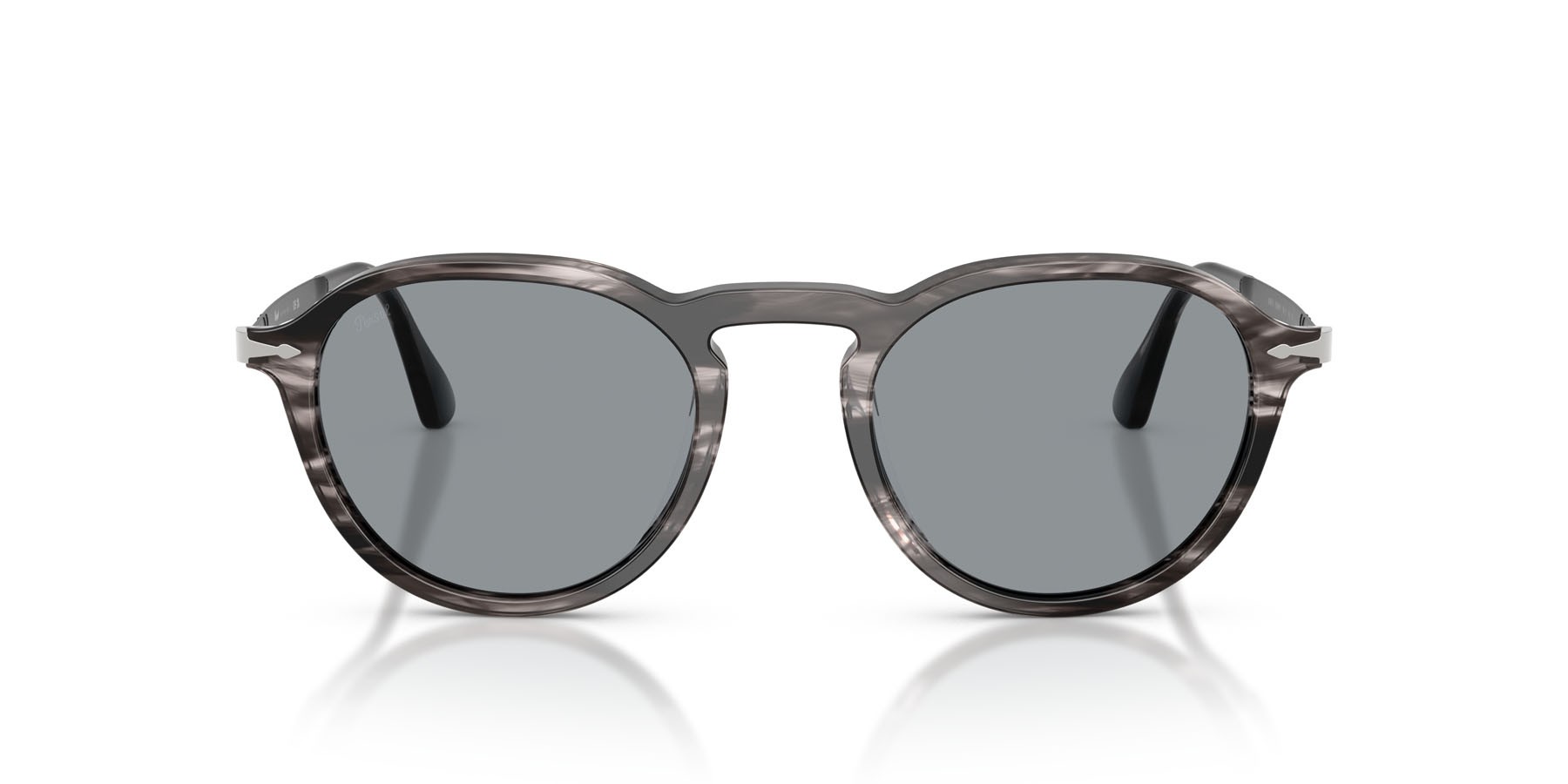 Occhiali da sole Persol PO 3383S (1238R5) colore striped black & grey forma pantos lenti blu