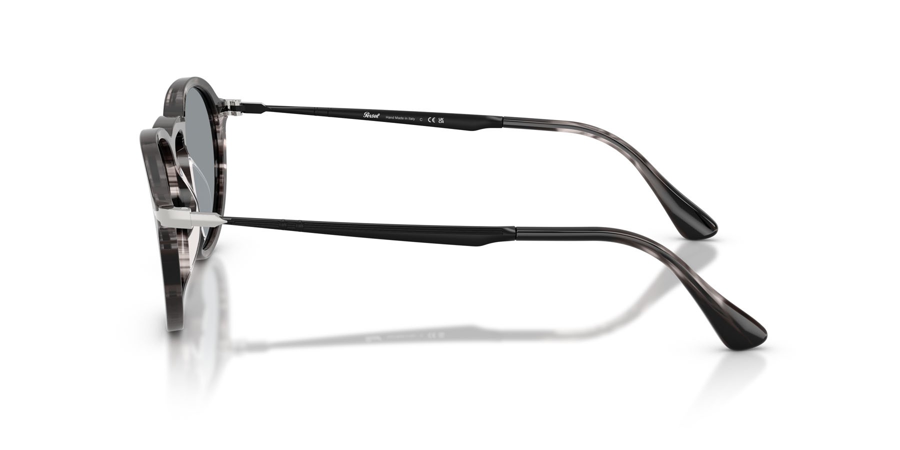 Occhiali da sole Persol PO 3383S (1238R5) colore striped black & grey forma pantos lenti blu