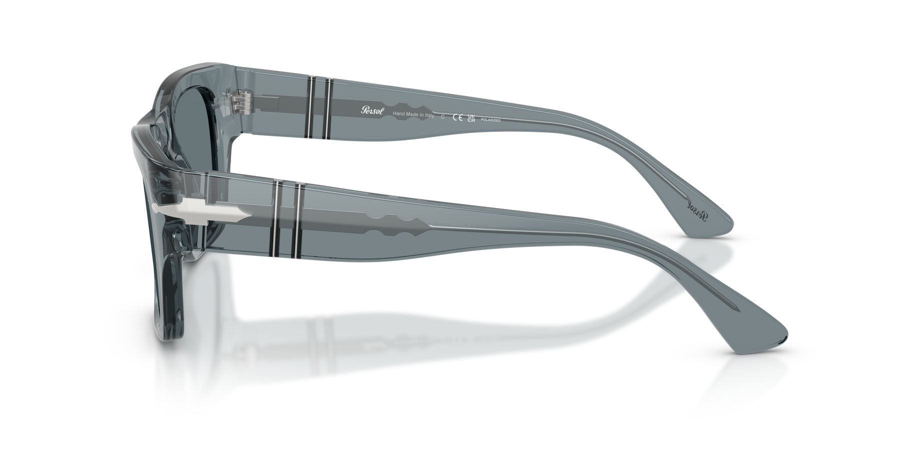 Occhiali da sole Persol PO 3384S (12273R) colore transparent ocean forma quadrato lenti polarizzata blu scuro