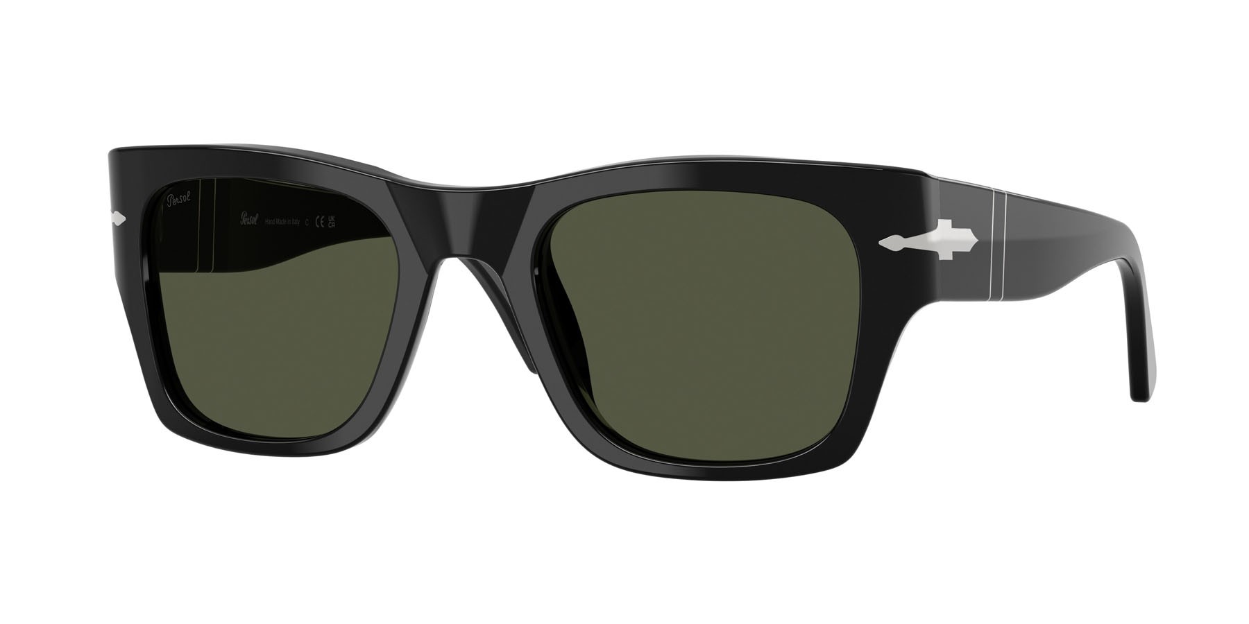 Occhiali da sole Persol PO 3384S (95/31) colore nero forma quadrato lenti verde