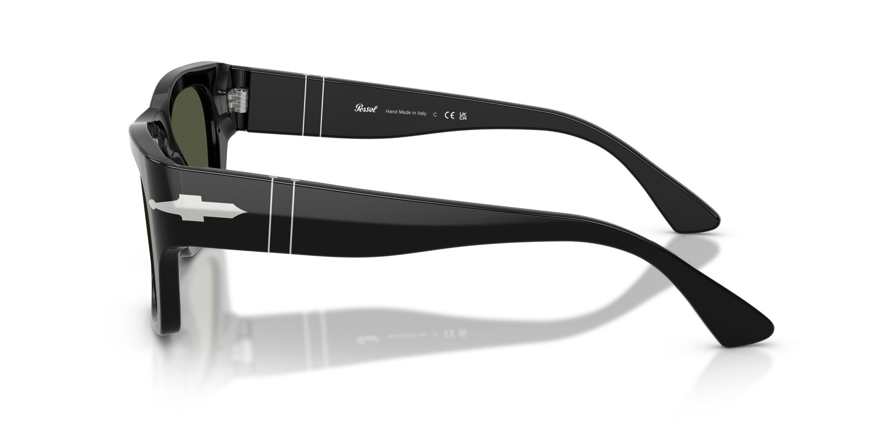 Occhiali da sole Persol PO 3384S (95/31) colore nero forma quadrato lenti verde