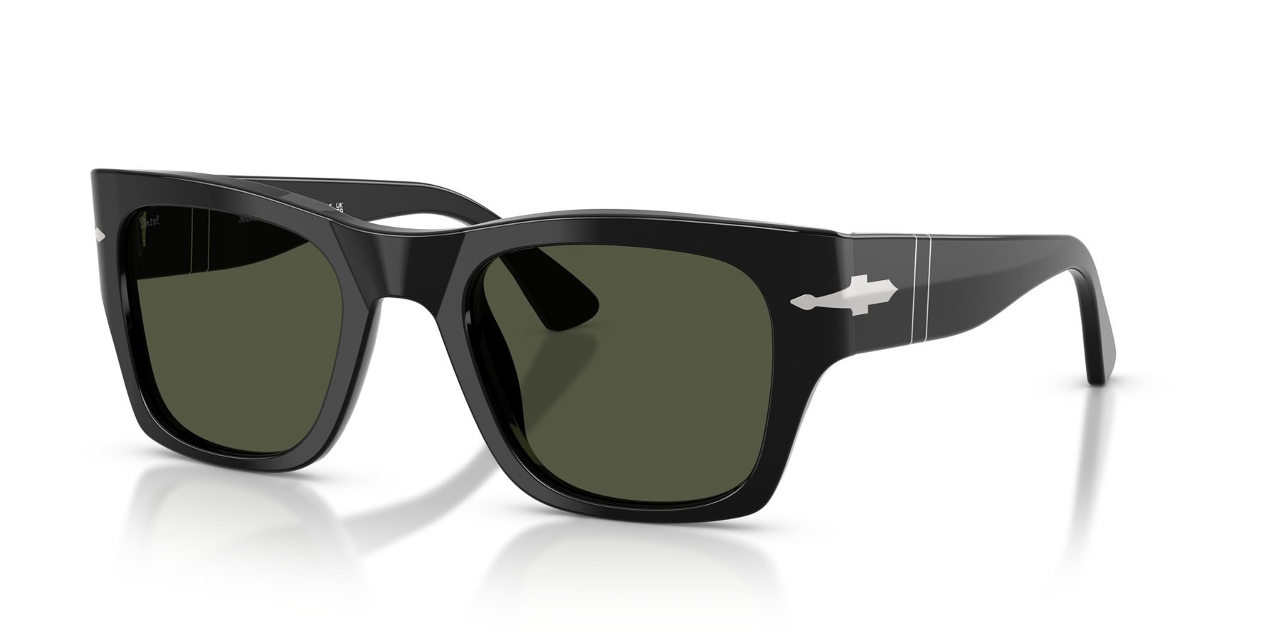 Occhiali da sole Persol PO 3384S (95/31) colore nero forma quadrato lenti verde