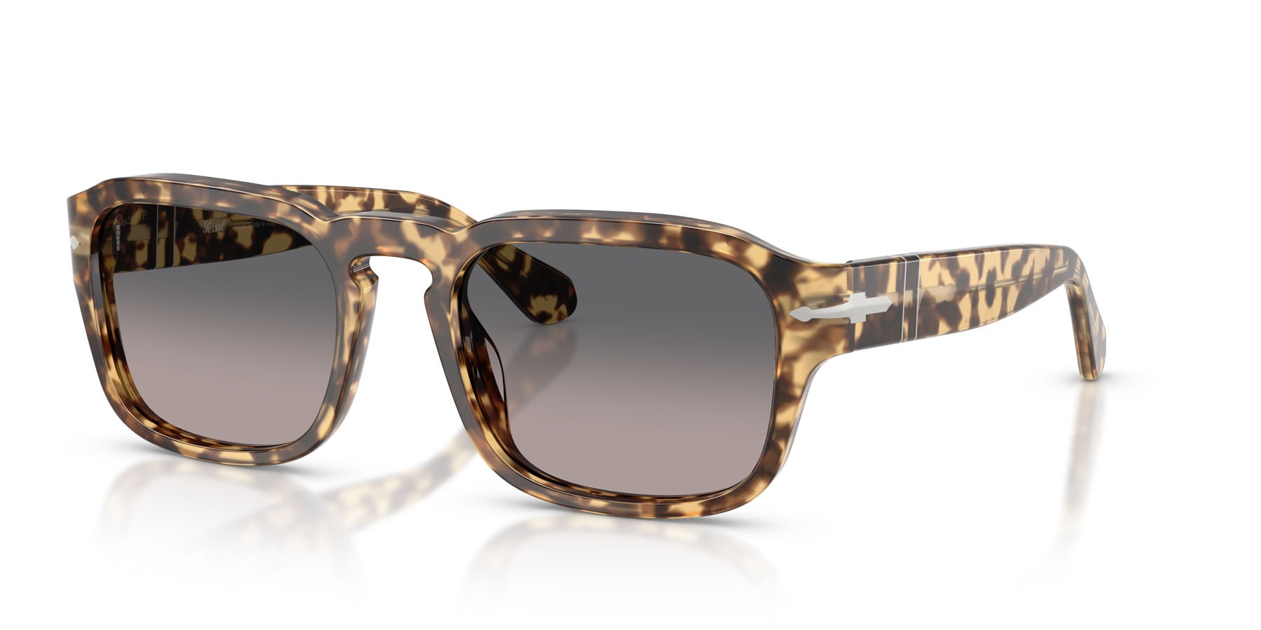 Occhiali da sole Persol PO 3386S (1056M3) colore marrone beige tartarugato forma quadrato lenti polar grigia sfumata