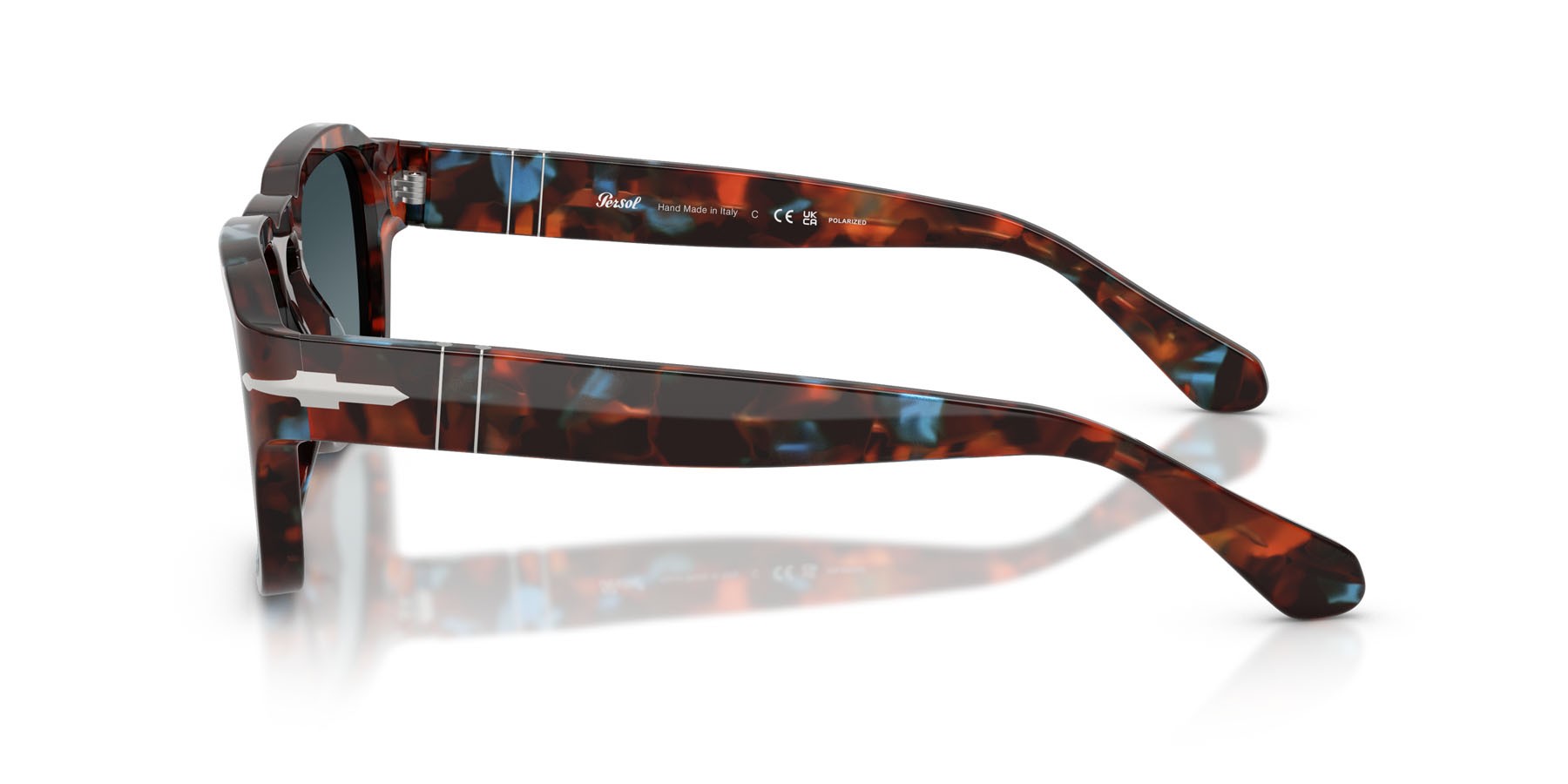Occhiali da sole Persol PO 3386S (1232S3) colore tortoise brown & pearl blue forma quadrato lenti polar blu sfumata