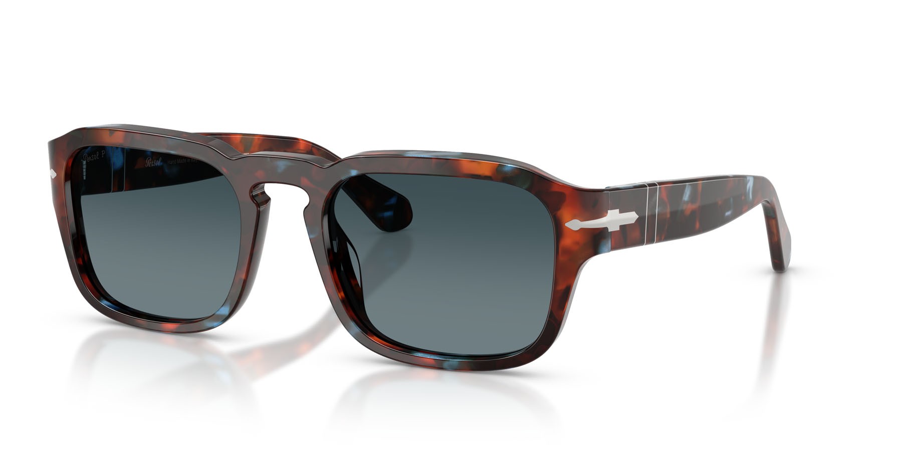 Occhiali da sole Persol PO 3386S (1232S3) colore tortoise brown & pearl blue forma quadrato lenti polar blu sfumata