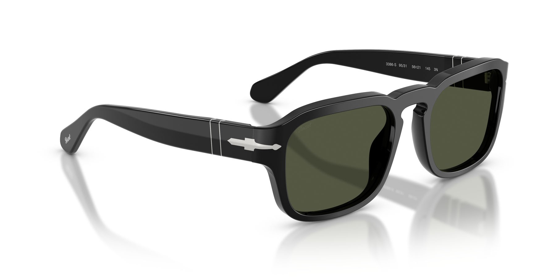 Occhiali da sole Persol PO 3386S (95/31) colore nero forma quadrato lenti verde