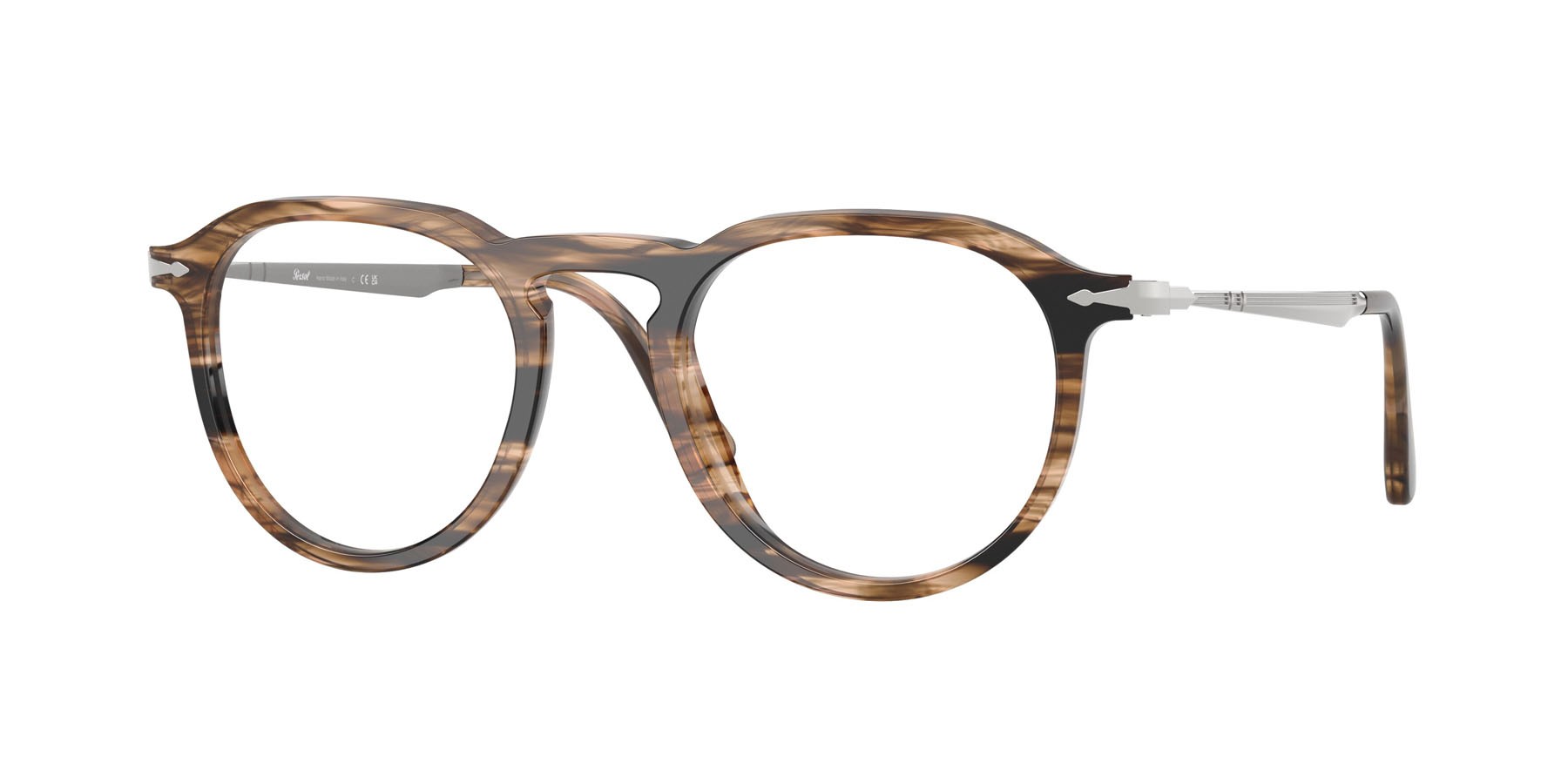 Occhiali da vista Persol Pier PO 3387V (1236) colore striped black & greish brown forma quadrato lenti lente demo